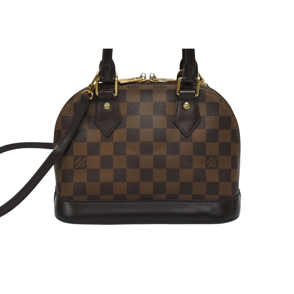 Louis Vuitton Brown Damier Bag Shoulder Ebene Handbag Alma Leather - Picture 3 of 9